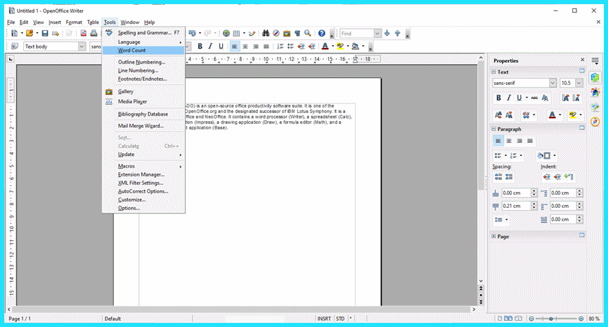 apache openoffice writer word processor